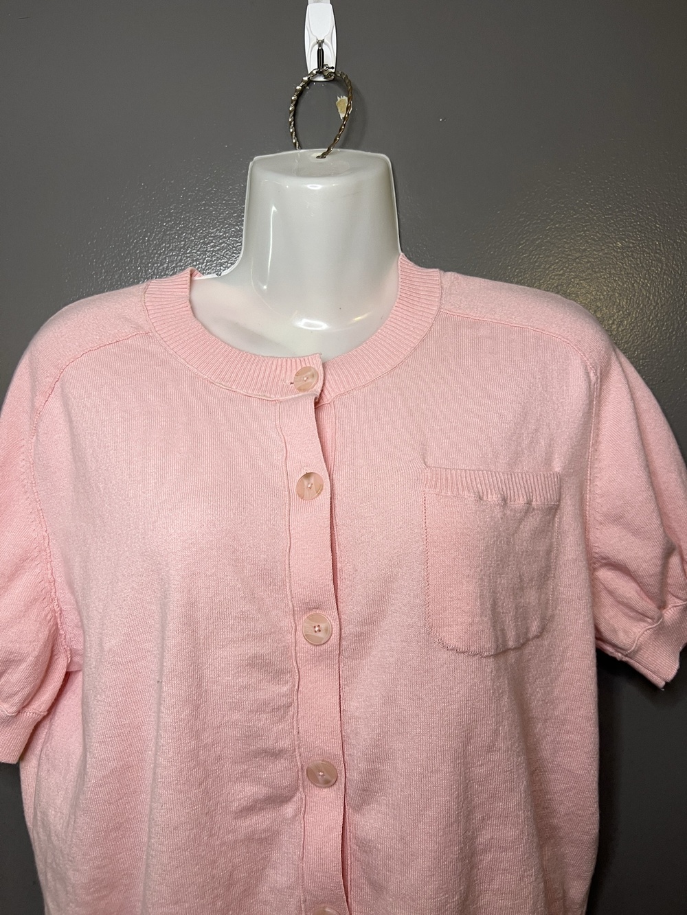 Maeve Anthropologie Cardigan Sweater Womens Medium Pink Short Sleeve Button
